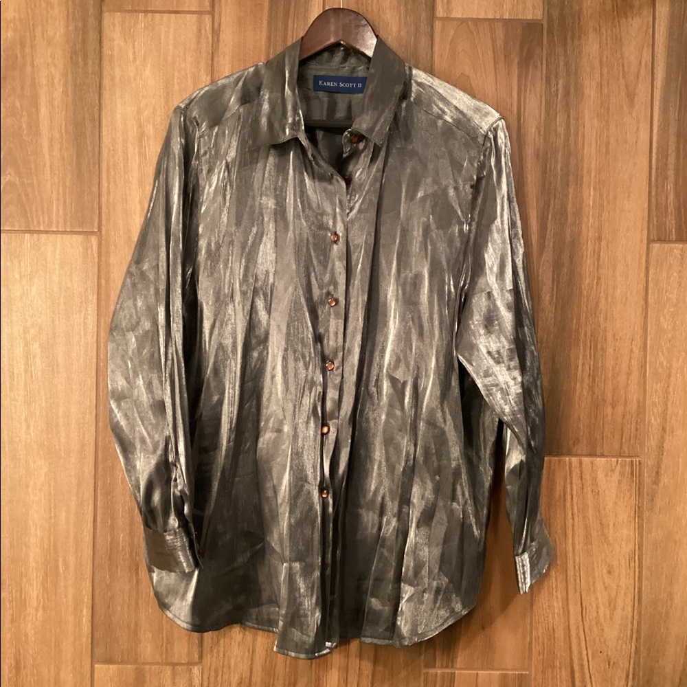 Vintage 90’s Karen Scott II Silver Shirt